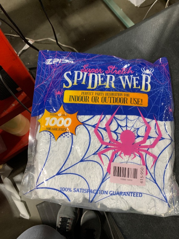 Photo 1 of 1000 sqft Spider Webs Halloween Decorations Bonus with 30 Fake Spiders, Super Stretch Cobwebs for Halloween Indoor and Outdoor Party Supplies
