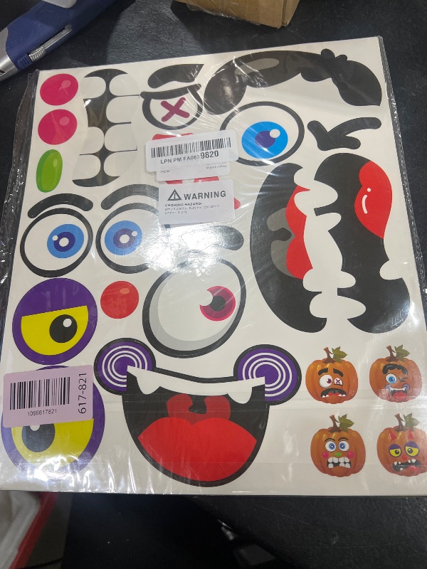 Photo 1 of 64 Pack Large Halloween Pumpkin Decorating Stickers, Make Pumpkin Face Stickers for Halloween Kids Toddlers Party Decorating Party Favor Supplies
