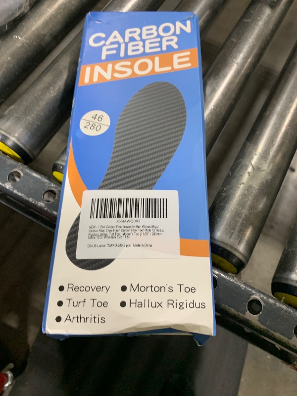 Photo 1 of 1 Pair Carbon Fiber Insole for Men & Women - Rigid Carbon Fiber Shoe Insert for Hallux Rigidus, Turf Toe, Morton's Toe (11.05' / 280mm - Men's 10.5 / Women's Size 11.5)