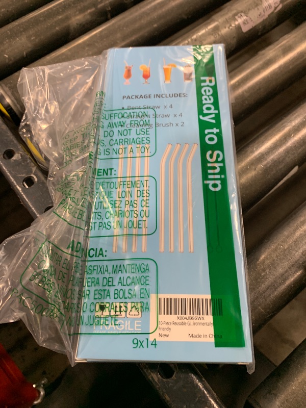 Photo 1 of 10-Piece Reusable Glass Drinking Straws - 10" x 10 mm - Smoothie Straws for Milkshakes, Frozen Drinks, Smoothies, Bubble Tea - Environmentally Friendly