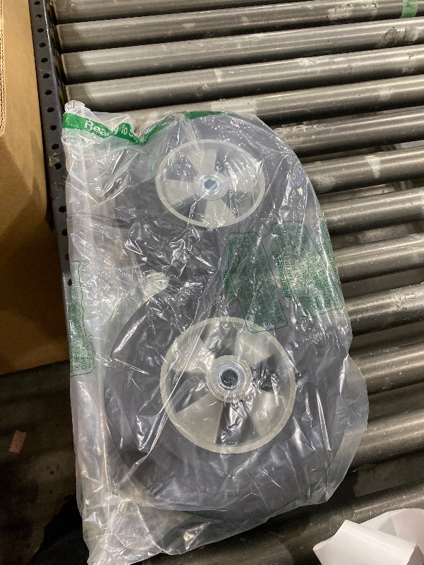 Photo 1 of (2-Pack) AR-PRO 10" x 2.5" Flat Free Solid Rubber Tires and Wheel - 10 inch Solid Wheels with 5/8" Axles and 2.25 Offset Hub - Replacement Wheels for Hand Trucks Dolly and Wheelbarrows