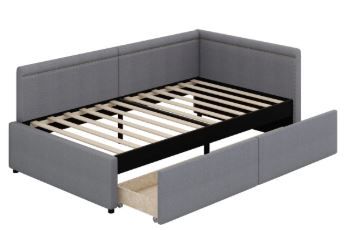 Photo 1 of [SOLD FOR PARTS] Modern Style L Shape Corner Bed, Upholstered Daybed With Two Storage Drawers
