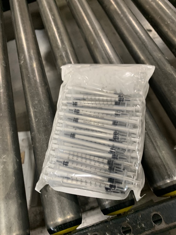 Photo 1 of 100 Pack 1ml Syringe with Cap for Liquid, 1cc Plastic Small Syringes with Cover, Non-Sterile, No Needle