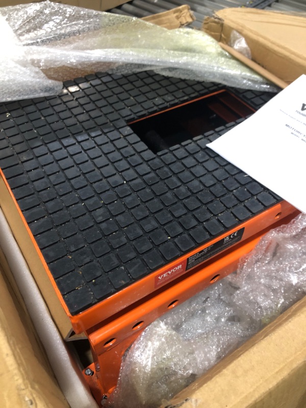 Photo 1 of VEVOR Motorcycle Lift, 1100 LBS Motorcycle Lift ATV Scissor Lift Jack with Dolly & Hand Crank, Center Hoist Crank Stand with Wide Deck & Tool Tray for Street Bikes, Cruiser Bikes, Touring Motorcycles