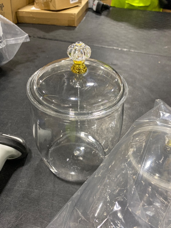 Photo 1 of  Pc Candy Jar with Lids 1 Gallon Large Candy Containers with Spoon Clear Plastic Cookie Dispenser Airtight Apothecary Storage Organization Snack Buffet Bar Dish for Wedding Home Classroom Decoration