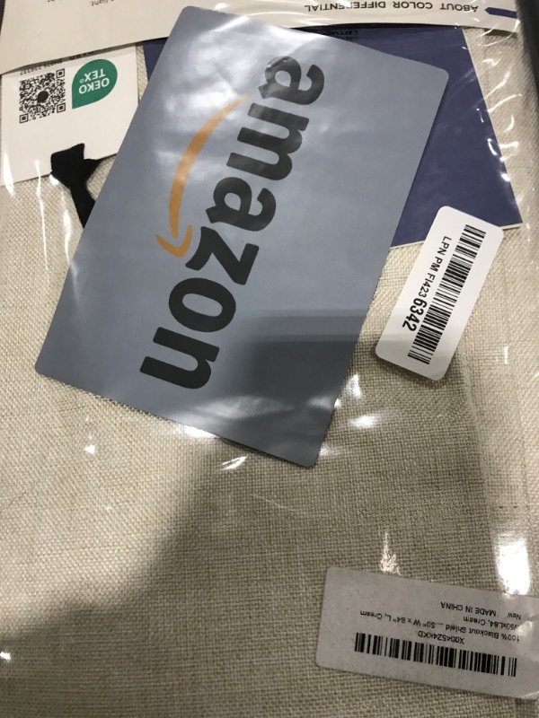 Photo 1 of 100% Blackout Shield Linen Blackout Curtains for Bedroom 84 Inches Long, Back Tab/Rod Pocket Living Room Drapes, Thermal Insulated Blackout Curtains 2 Panels Set, 50" W x 84" L, Cream