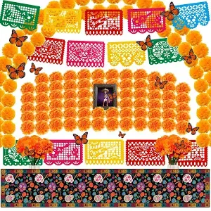 Photo 1 of 87 Pcs Dia De Los Muertos Decorations, Day Of The Dead Set Include 50