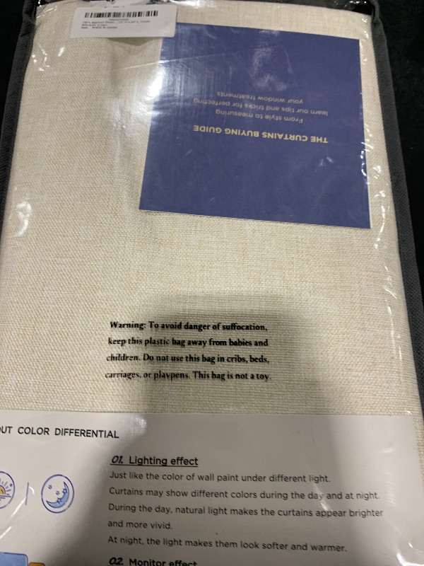 Photo 1 of 100% Blackout Shield Linen Blackout Curtains for Bedroom 84 Inches Long, Back Tab/Rod Pocket Living Room Drapes, Thermal Insulated Blackout Curtains 2 Panels Set, 50" W x 84" L, Cream