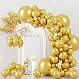 Photo 1 of 130pcs Metallic Gold Balloons Different Sizes 18" 12" 10" 5" Party Latex Balloons for Birthday Graduation Baby Shower Wedding Anniversary New Year Party Decorations