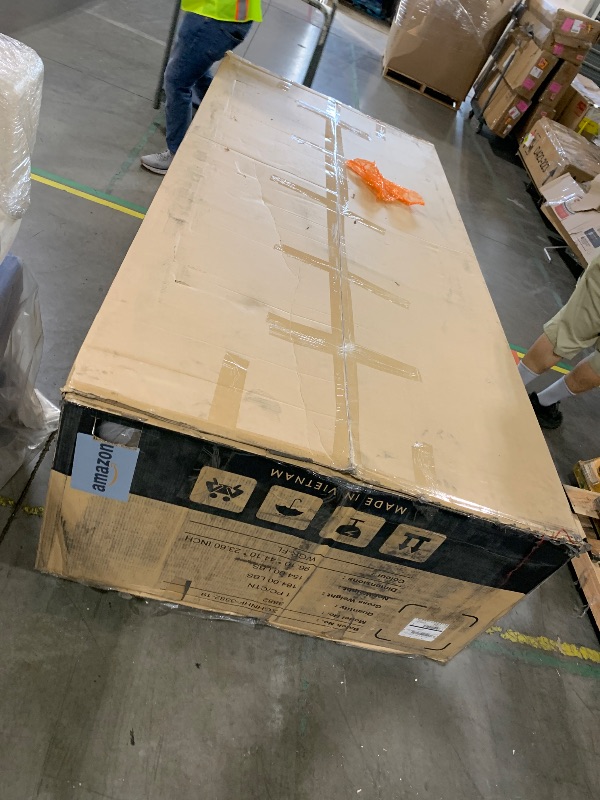 Photo 1 of *1 BOX* COLAMY 95" Oversized PU Leather Sofa for Living Room, Comfy Sofa Couch with Extra Deep Seats, Wide Arm, Down Filled 3-Seater Modern Sofa for Apartment Lounge-Brown
