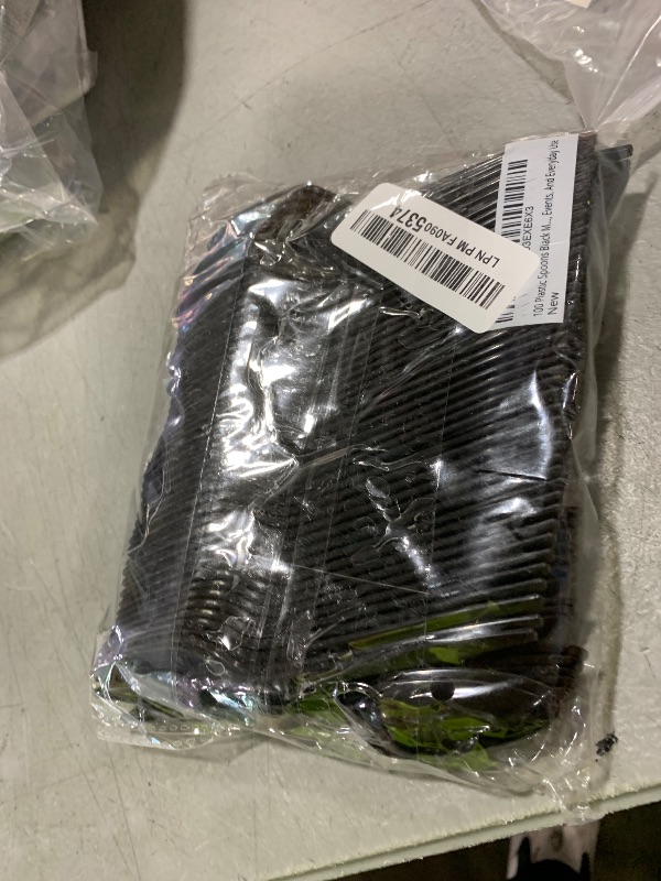 Photo 1 of 100 Plastic Spoons Black Medium Weight | Plastic Cutlery Disposable Spoons Utensils - Durable Plasticware Teaspoons Cutlery | Great For Celebrations, Parties, Travels, Events, And Everyday Use