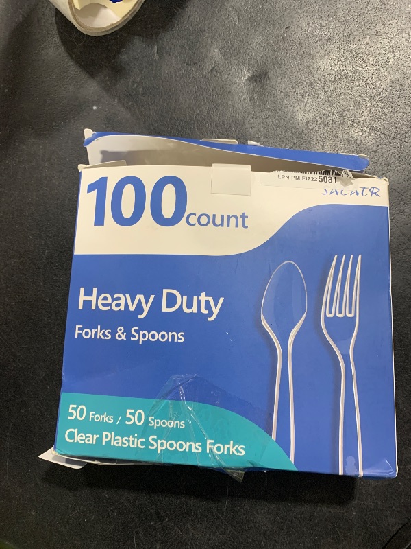 Photo 1 of 100 Count Plastic Silverware Heavy Duty -50 Forks, 50 Spoons, BPA-Free, Heat Resistant, Disposable Plastic Utensils Set, Plastic Cutlery Set, Plasticware Suitable for Party Everyday Use