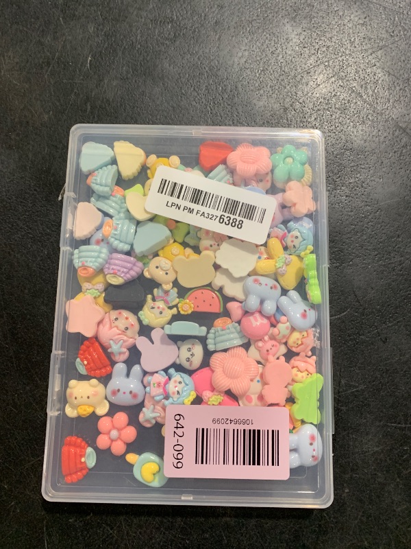 Photo 1 of 100Pcs Mixed Colors Slime Charms Assorted Cute Decoden Embellishments, Kawaii Slime Accessories,Candy Heart Bear Bulk Flatback Resin Charm for Phone Junk Cases,Scrapbooking Crafting & DIY Decoration