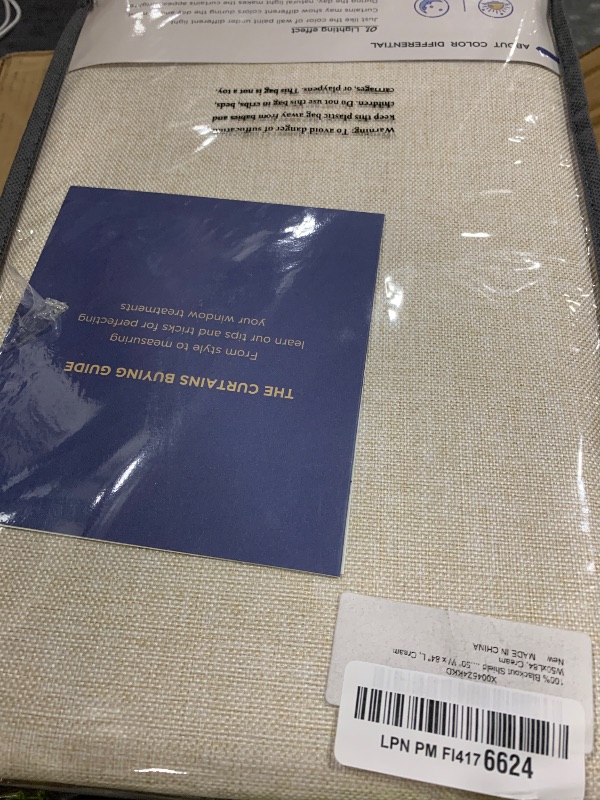 Photo 1 of 100% Blackout Shield Linen Blackout Curtains for Bedroom 84 Inches Long, Back Tab/Rod Pocket Living Room Drapes, Thermal Insulated Blackout Curtains 2 Panels Set, 50" W x 84" L, Cream