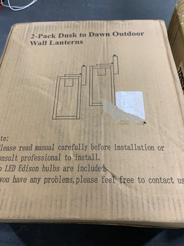 Photo 1 of 2-Pack Dusk to Dawn Outdoor Wall Lanterns with 2 LED Bulbs, Matte Black Waterproof Exterior Sconces with Clear Glass, Anti-Rust Outdoor Light Fixtures Outside Lights for House, Porch, Garage, Doorway
