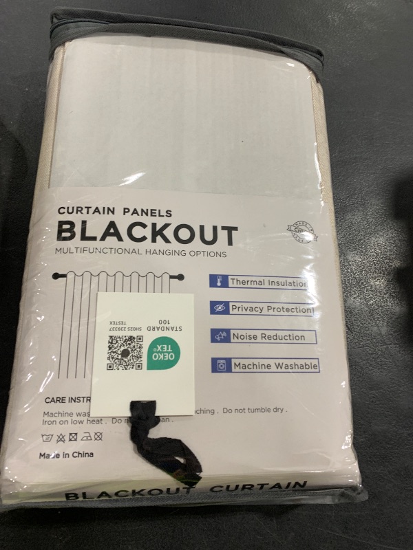 Photo 1 of 100% Blackout Shield Linen Blackout Curtains for Bedroom 84 Inches Long, Back Tab/Rod Pocket Living Room Drapes, Thermal Insulated Blackout Curtains 2 Panels Set, 50" W x 84" L, Cream