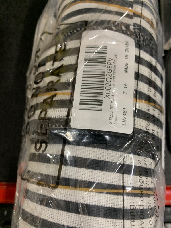 Photo 1 of 3 Rolls 30 Yard x 2 Inch Striped Ribbon Fabric Grosgrain Ribbon Craft Wrapping Striped Ribbons Christmas Wired Edge Ribbons for Christmas Wrapping Embellishments(Black and White Stripe)