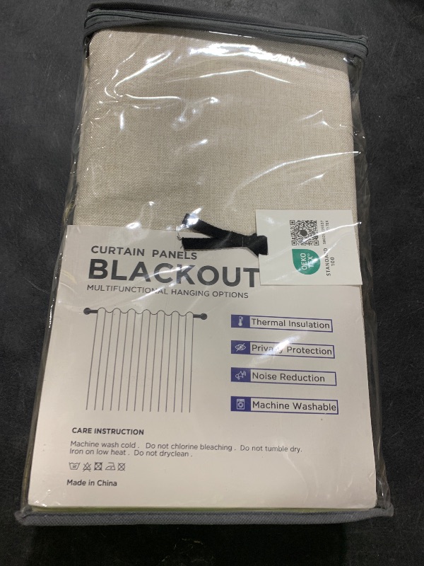 Photo 1 of 100% Blackout Shield Linen Blackout Curtains for Bedroom 108 Inches Long, Back Tab/Rod Pocket Living Room Drapes, Thermal Insulated Blackout Curtains 2 Panels Set, 50" W x 108" L,Cream