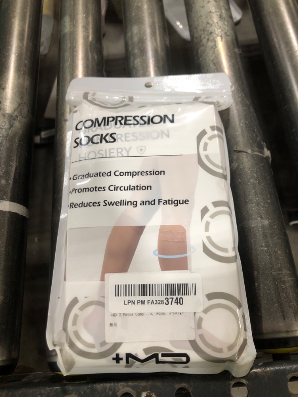 Photo 1 of +MD 2 Pairs Compression Socks for Women & Men Medical Grade 20-30 mmHg, Open-Toe knee High Stocking, Support for edema, Varicose Veins, Nude, X-Large