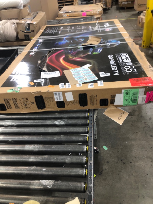 Photo 1 of CRACKED SCREEN--- PARTS ONLY ------------------------------------------------------TCL 85-Inch Class QM6K Series QD-Mini LED 4K UHD Google Smart TV Best Value Mini-LED TV - QLED, 144hz, 288hz Gaming Rate, High Contrast Screen, Onkyo Audio, Dolby Atmos (85