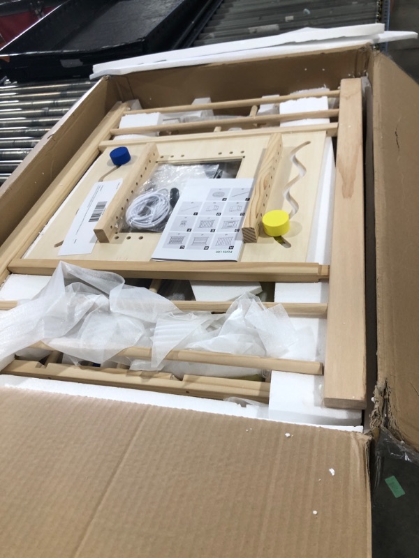 Photo 1 of *INCOMPLETE, DAMAGED** Foldable Baby Playpen,Wooden Playpen for Babies and Toddlers,63×63×24in Baby Activity Center Play Area,Play Pen for Babies 6-12 Months,Fence Play Yard One-Key Folding,Stable and Skid-Proof