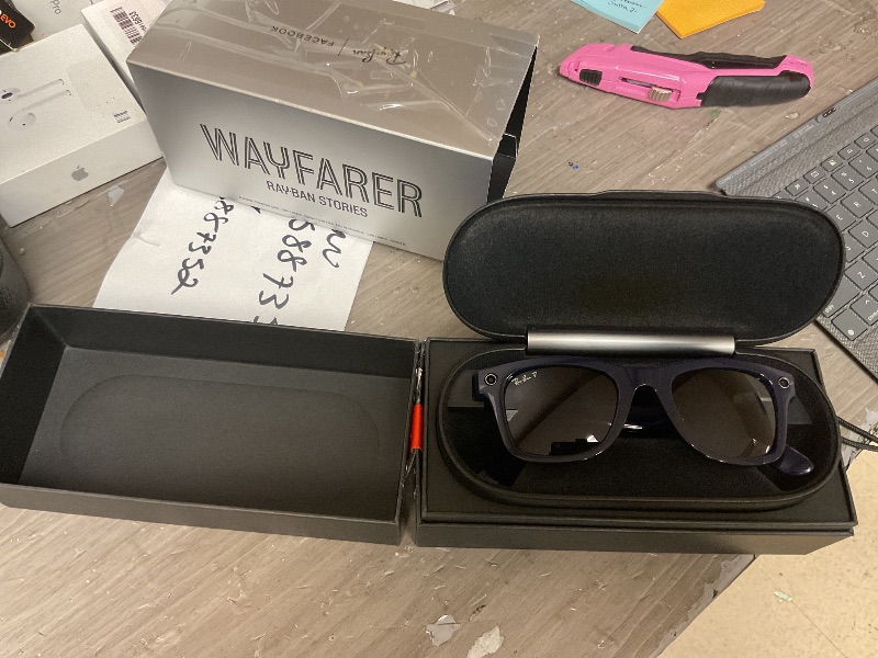 Photo 7 of Ray-Ban Stories | Wayfarer Square Smart Glasses, Shiny Blue/Dark Blue Polarized, 50 mm