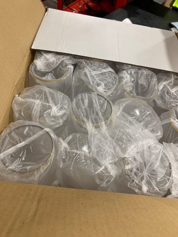 Photo 1 of 40 count Diamond Unbreakable Stemless Plastic Wine Champagne Whiskey Glasses Elegant Durable Disposable Indoor Outdoor Ideal for Home, Office, Bars, Wedding, 12 Ounce Cups Gold Rim (Gold)