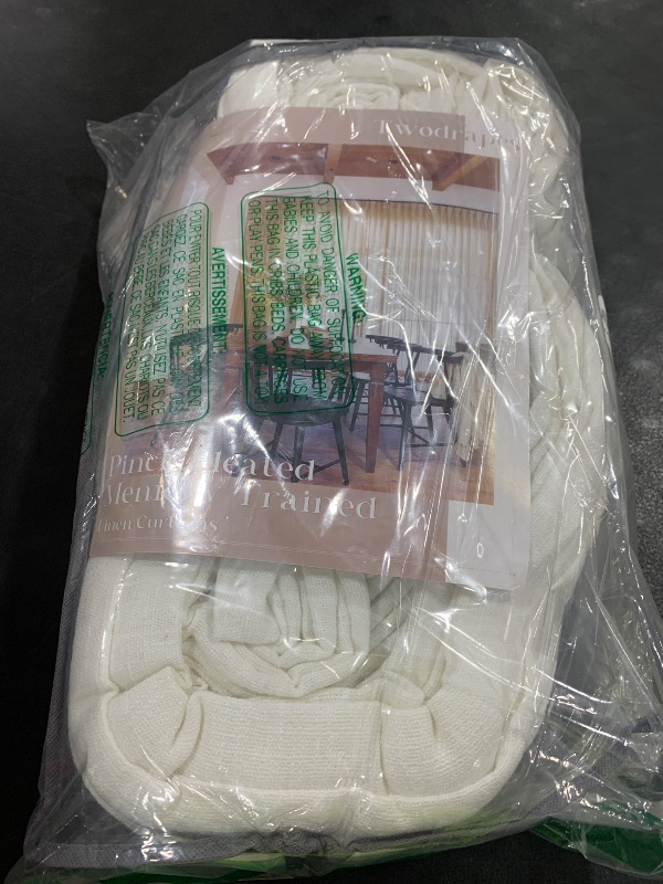 Photo 1 of 100 Inch Width Curtains 96 Inches Long Pinch Pleat Linen Semi Sheer for Patio Sliding Door Light Filtering Pleated Drapes Back Tab Ivory Beige White Extra Wide 100 x 96 Curtain for Living Dining Room