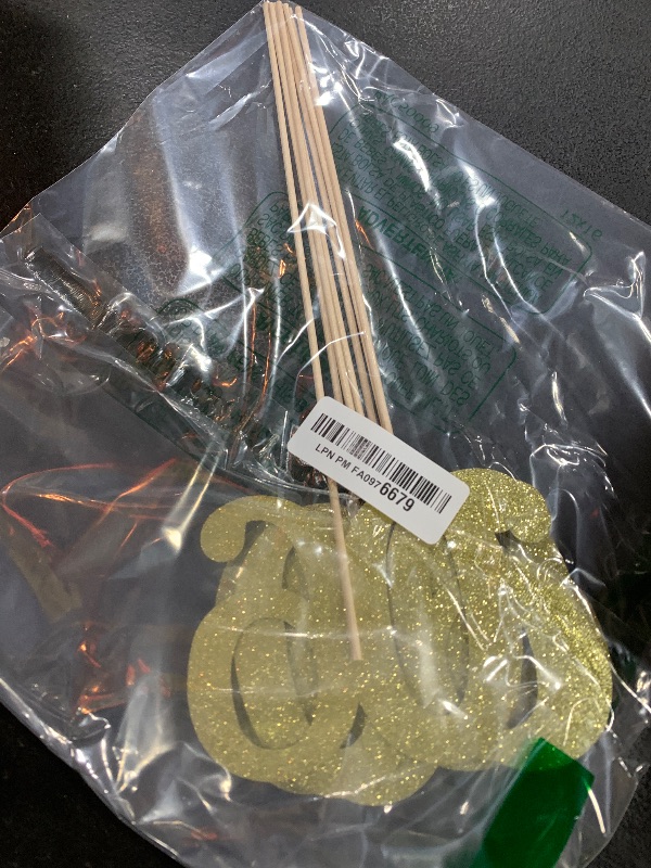 Photo 1 of 10-Pack Double Sided Glitter 90th Birthday Centerpiece Anniversary Centerpiece Sticks, Number 90 Table Topper Cake Topper for 90th Birthday Anniversary Table Party Decorations (Double Sided gold)