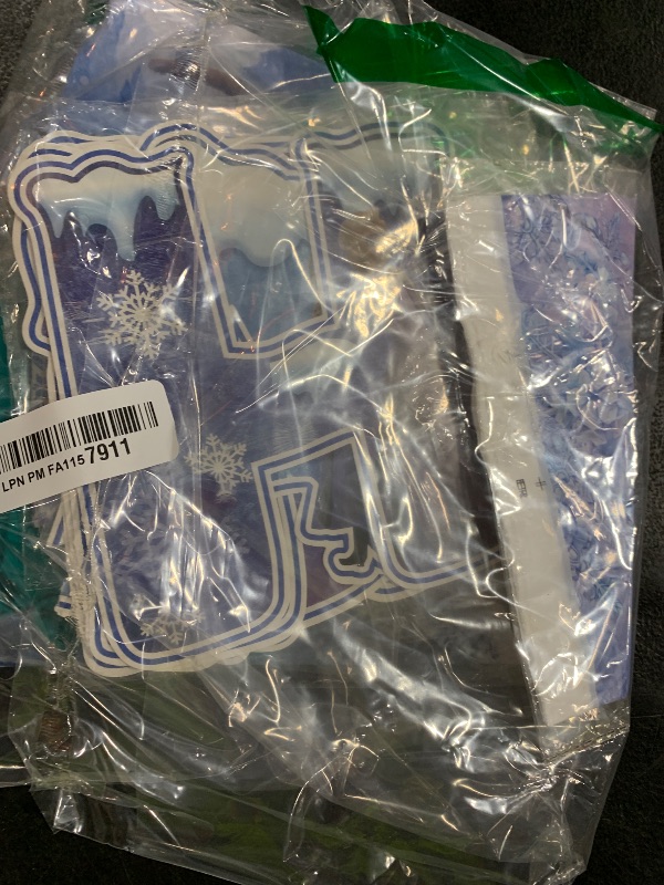 Photo 1 of 102 Psc For Frozen theme party setup, easy to assemble decorations, including children's DIY cake toppers and background cloth sets, perfect for children's birthday parties.