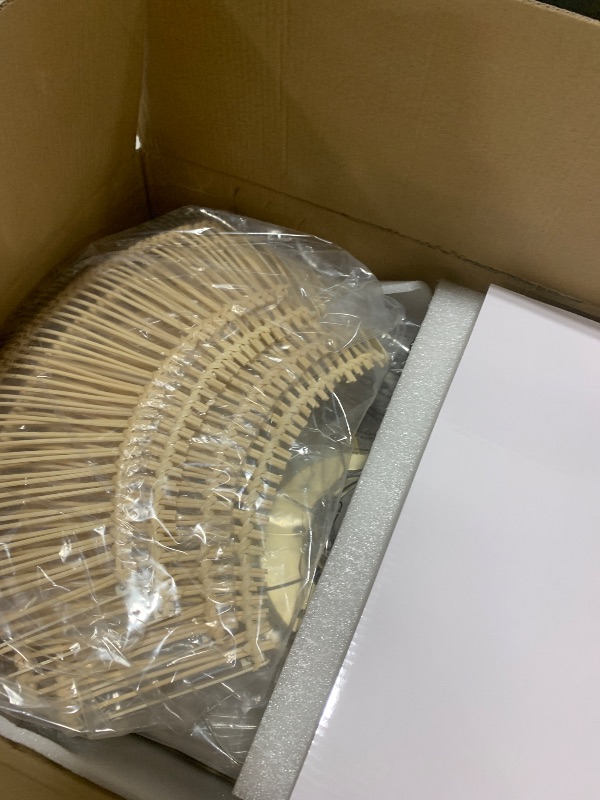 Photo 1 of 20'' Boho Rattan Ceiling Fan with Light, Coastal Caged Ceiling Fans with Lights and Remote Control, Enclosed Hidden Flush Mount with Reversible 6 Speeds for Living Room Bedroom Nursery