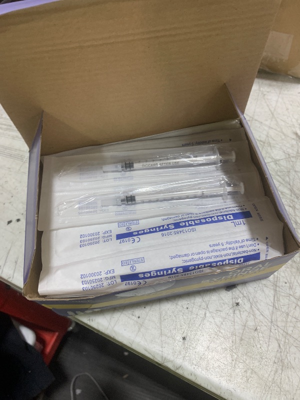 Photo 1 of 50 Pcs 1ml Syringes with Caps Oral Dispenser Individually Sterile Warpped for Medicine Dropper, Colostrum Collect Feeding Pets, Liquid