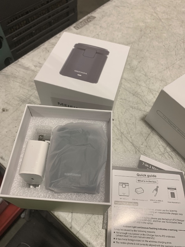 Photo 1 of 3 in 1 Magnetic Wireless Charging Station for iPhone, Portable MagSafe Wireless Charger Stand iPhone with Plug, Travel Magsafe Charger for iPhone 16 15 14 13 12 Pro/Pro Max/Plus Airpods Apple Watch