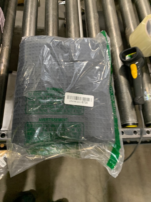 Photo 1 of 100% Cotton Blankets Throw Size for Bed - Waffle Weave Blankets for Summer, Lightweight and Breathable Soft Woven Blanket for Spring (Dark Grey, Throw (50" x 60")