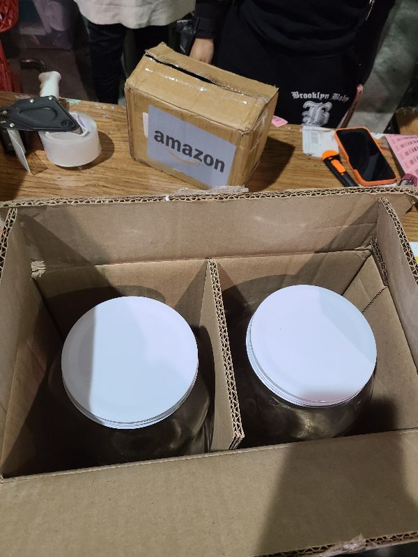 Photo 1 of 1 Gallon Glass Jar With Lid – 2 Pack Large Glass Jar With Airtight Metal Lids - USDA Approved BPA-Free Dishwasher Safe, Wide Mouth Sun Tea Jar, Gallon Mason Jar for Storage, Fermenting, And Brewing