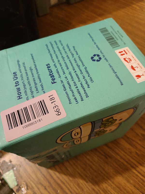 Photo 1 of 2 Pack Overnight Oats Containers with Lids and Handles, Folding Spoons & Divided Compartments for Fruit & Nuts, 16oz Mason Jars for Oatmeal Yogurt Container Chia Pudding Jars with lids (Cream 2pcs)