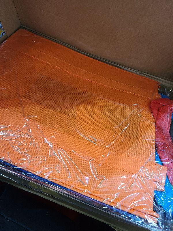 Photo 1 of 10 Pack Reusable Shopping Bags - 14.9x12.6x9.4 Inth Bulk Tote Bag for Grocery with 5 Pack Thick Plastic Bottom can Hold 50 Lbs, Foldable & Durable with Reinforced Handles