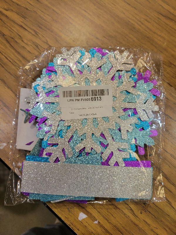 Photo 1 of 12 Pcs Snowflake Centerpieces for Table Snowflake Winter Table Decorations Winter Wonderland Decorations Frozen Birthday Party Decorations