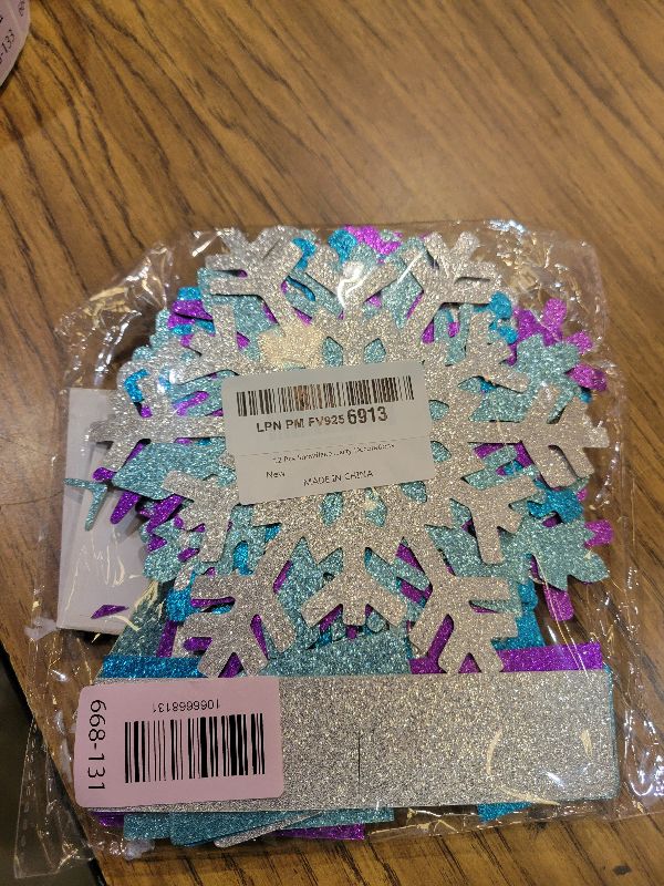Photo 1 of 12 Pcs Snowflake Centerpieces for Table Snowflake Winter Table Decorations Winter Wonderland Decorations Frozen Birthday Party Decorations