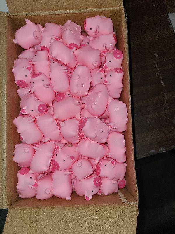 View 2 of 100 Pcs Rubber Pig Bath Toy Bulk Mini Pig Toys Pink Piggy Bathtub Toys Float Squeak Toys for Baby Shower Halloween Christmas Party Birthday Gift, 2.25 x 1.5 x 1.5 Inches
