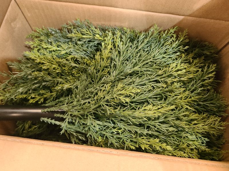 Photo 1 of 2-Pack Artificial Cedar Topiary Ball Trees 22" Outdoor UV Resistant Faux Cypress Shrubs with Ground Spike, Realistic Evergreen Bushes for Front Porch, Garden, Backyard, and Indoor Decor