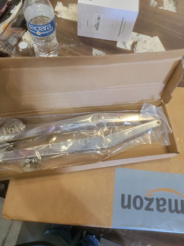 Photo 1 of 2 Pack | 150N Gas Strut Spring Hinges for Heavy Lids to Keep Stay, Slow Down and Soft Close, Hydraulic Hinges for Toy Box Chest, Bench, Toolbox and Basement Floor Door.