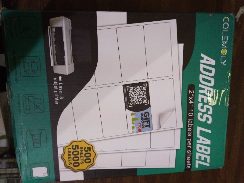 Photo 1 of 2”x4” Address Labels Shipping Mailing Labels for Printer Printable Sticker Labels White Matte 10-UP 500 Sheets for Office, Home