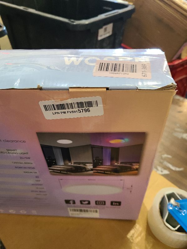 Photo 1 of 2 Pack 12 Inch Smart Ceiling Light Fixture, RGB LED Flush Mount Ceiling Light with Night Light, 24W 2400LM Ultra-Slim Ceiling Light with Remote, 16 Million DIY Colors, Works with Alexa/Google Home