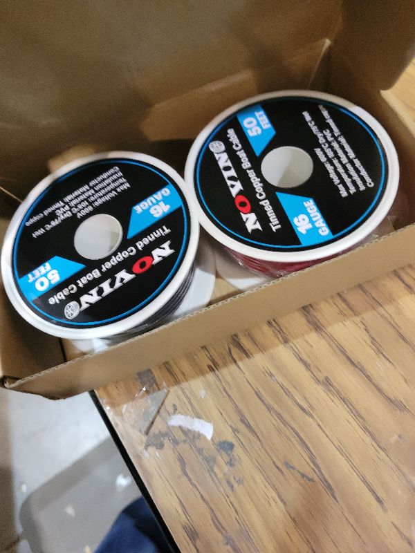 Photo 1 of 16 Gauge Marine Wire 16 AWG Marine Grade Wire Include 16 AWG 50FT Red & 50FT Black,16 Gauge Tinned Copper Oxygen-Free Boat Electrical Cable for Automotive/RV/Camper/Trailer Outdoor Use