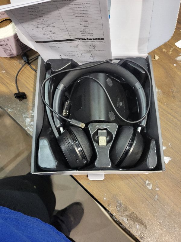 Photo 1 of (Upgraded Version) Wireless Headset, Bluetooth Headset with Noise Cancelling Microphone, Best Headphones with Mic Mute & USB Dongle for PC/Computer/Laptop/Cell Phones/Remote Work/Call Center