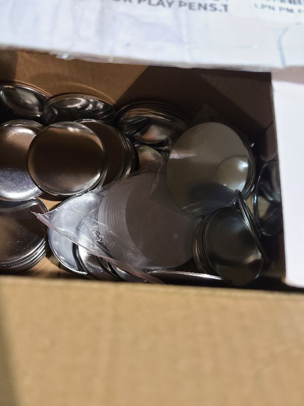 Photo 1 of 100 Sets 58mm / 2.25 in (Approx. 2-1/4 inch) Button Making Supplies for Your Round Button Maker Machine, Including Metal Covers, Metal pin Back Cover, Clear Plastic Film, Blank Paper & Gasket