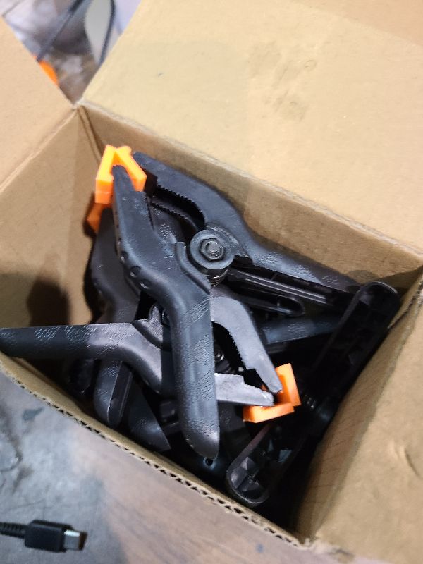 Photo 1 of 12 Pack Plastic Spring Clamps, 3.5inch Small Heavy Duty Clips for Crafts, Backdrop Stand, Woodworking, Photography Studios (Black)