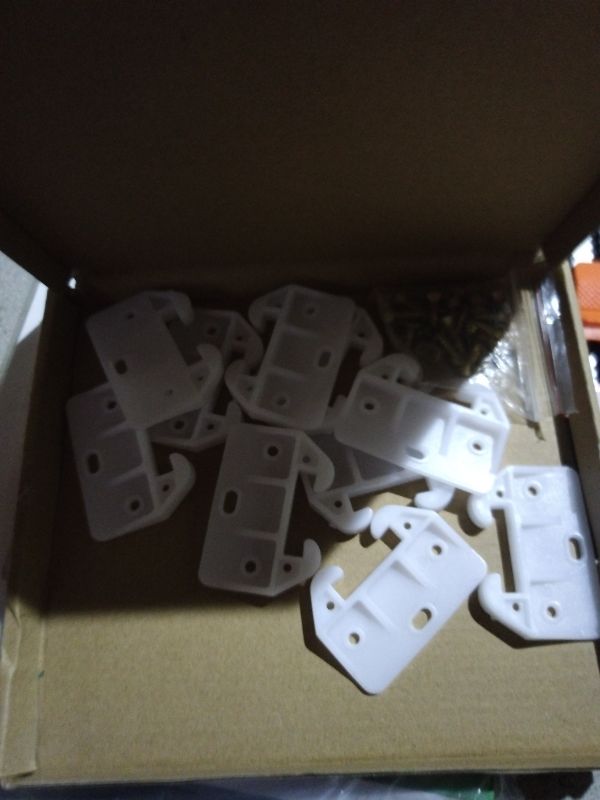 Photo 1 of 10 Pcs Plastic Rear Drawer Guides Drawer Track Rail Guide Brackets with Screws for Dresser Cabinet,Hutches,Drawer Systems,Furniture and Wardrobe,White(59x41.5x7.5mm)