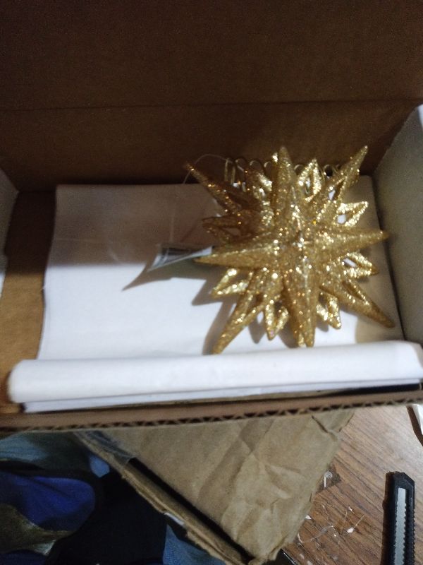 Photo 1 of 1 X 5.5" ACRYLIC GLITTER STAR TREETOP. COLOR: GOLD.